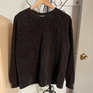 SIMONS Contemporaine Black Brown Velvet Swirl Sweatshirt Top